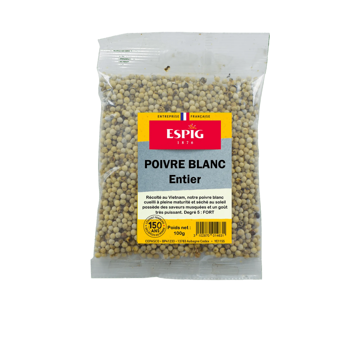 ESPIG - POIVRE BLANC ENTIER - 100g